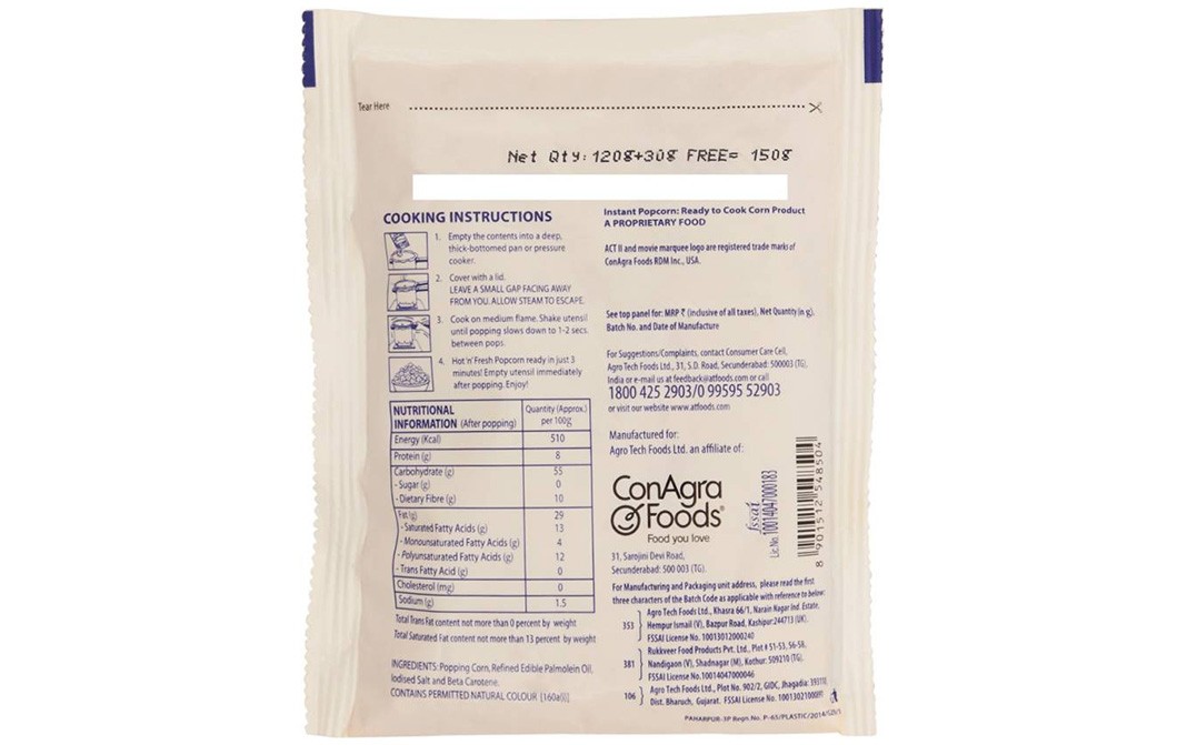 Act II Golden Sizzle Popcorn   Party Pack  150 grams